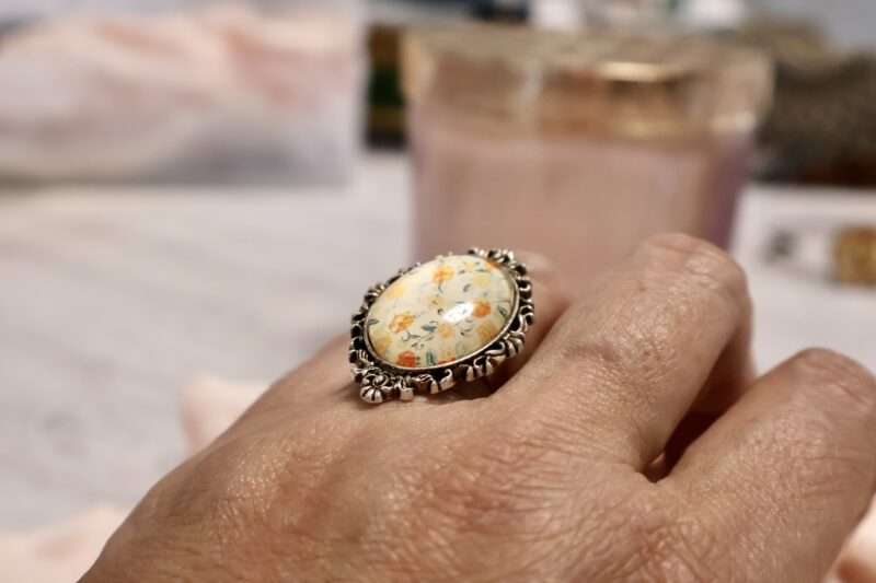 Bague Ovale - Fleurs Orange – Image 2