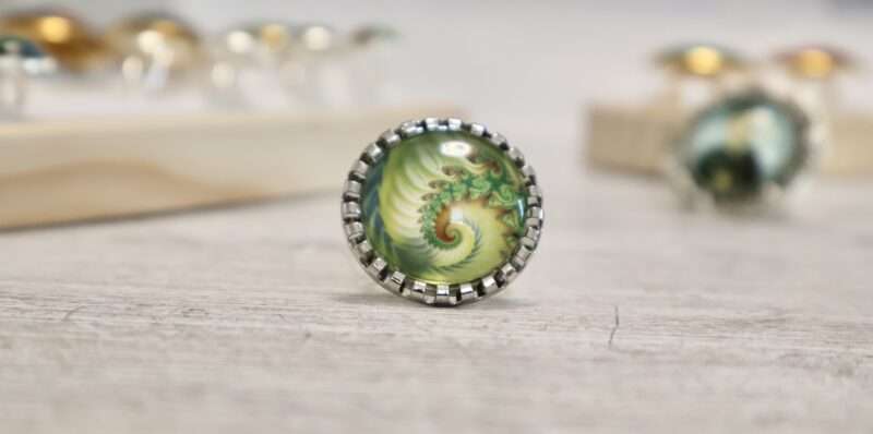 Bague Ronde - Volutes Vert