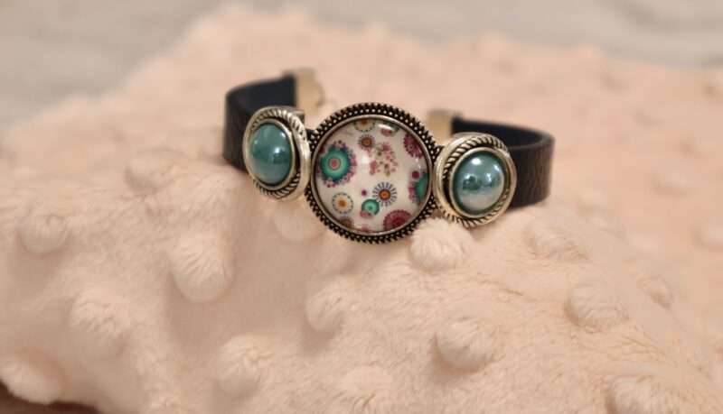 Bracelet Souple 3 Cabochons - Turquoise