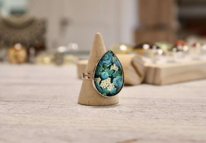 Bague Goutte - Rose bleue