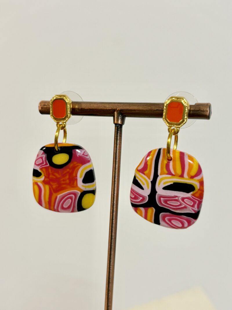 Boucle d'oreille puce - Kaleidoscope Orange et Noir – Image 3