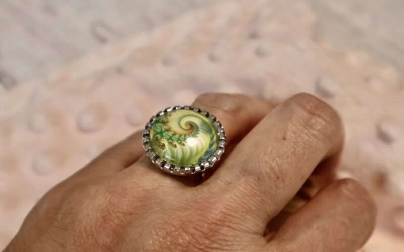 Bague Ronde - Volutes Vert – Image 2