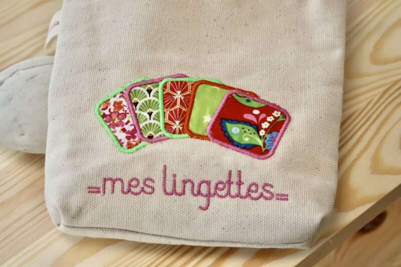 Pochon brodé - Mes lingettes Rose tendre – Image 3