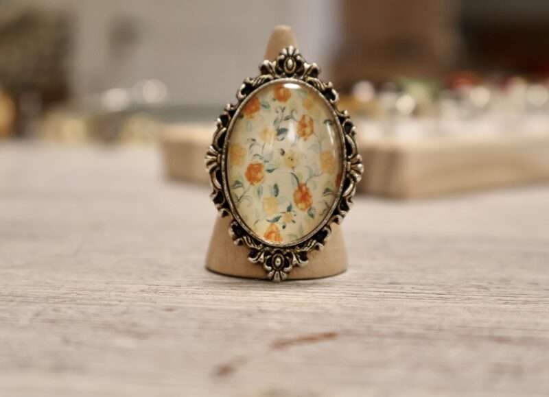 Bague Ovale - Fleurs Orange