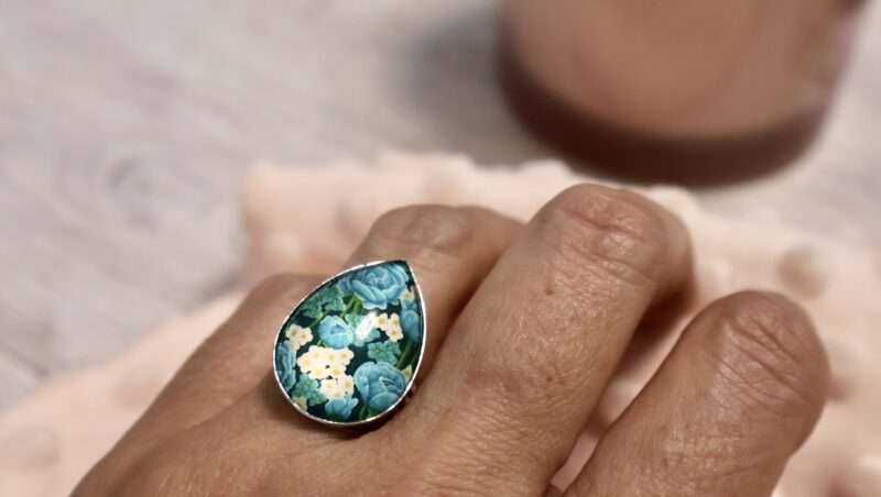 Bague Goutte - Rose bleue – Image 2