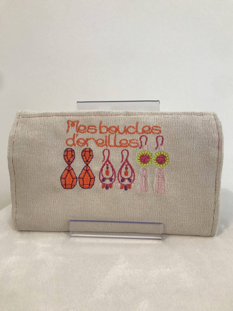 Trousse à Bijoux - "Mes boucles d'oreilles" orange