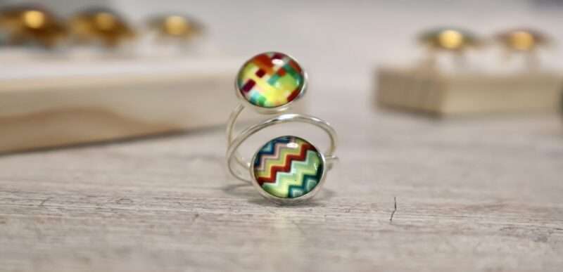 Bague Double - Entrelacs en Couleur