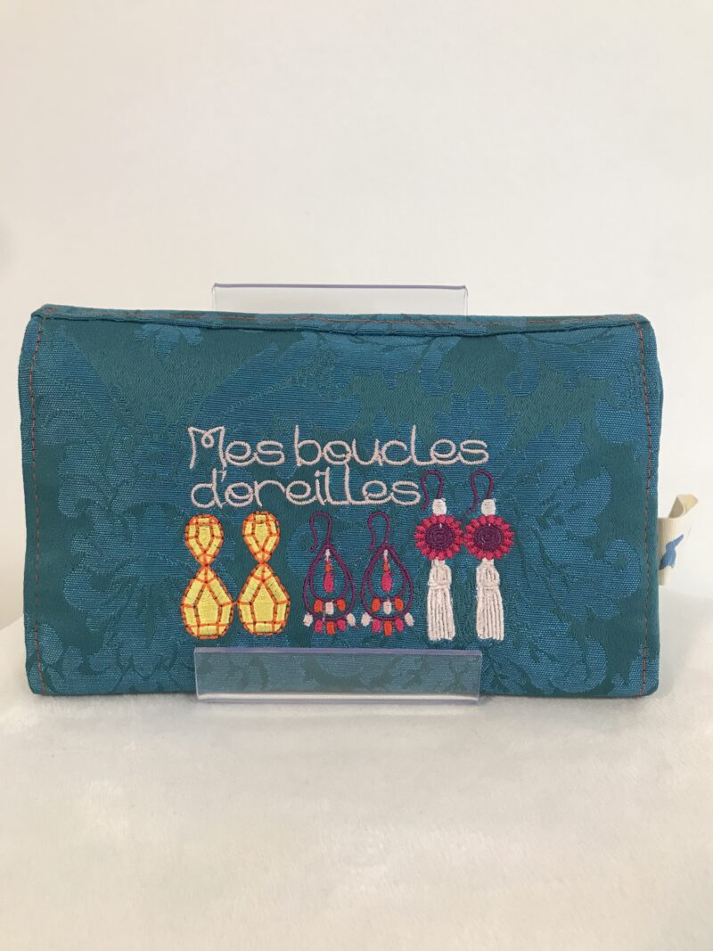 Trousse à Bijoux - "Mes boucles d'oreilles" bleu