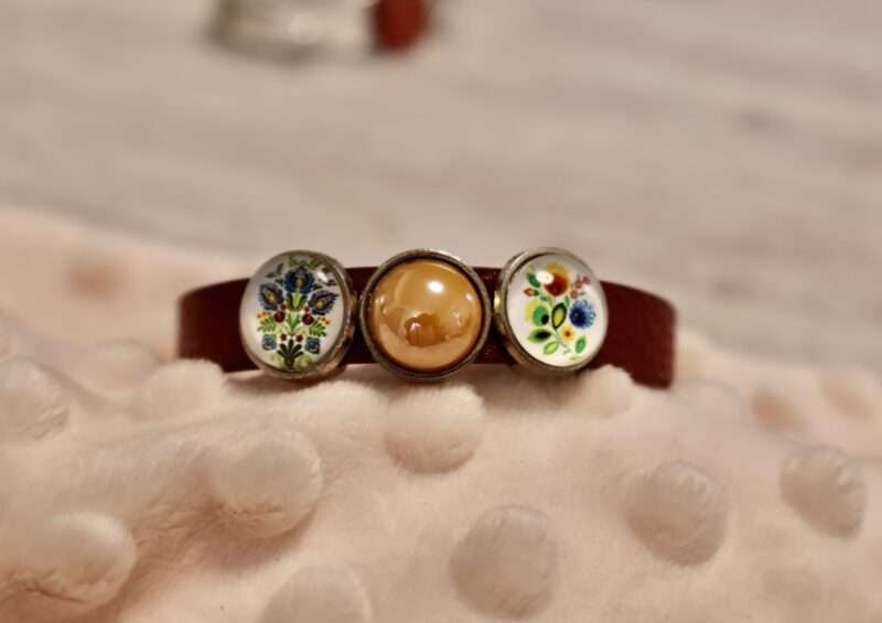 Bracelet Souple 3 Cabochons - Jaune Folklo