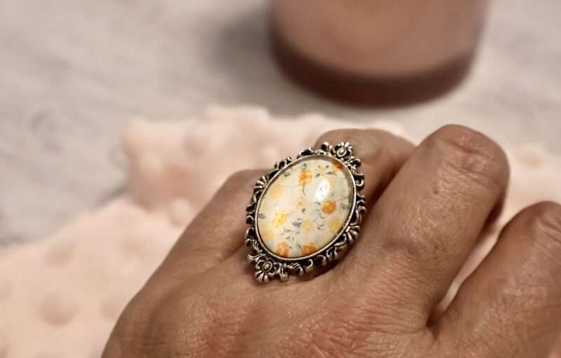 Bague Ovale - Fleurs Orange – Image 3