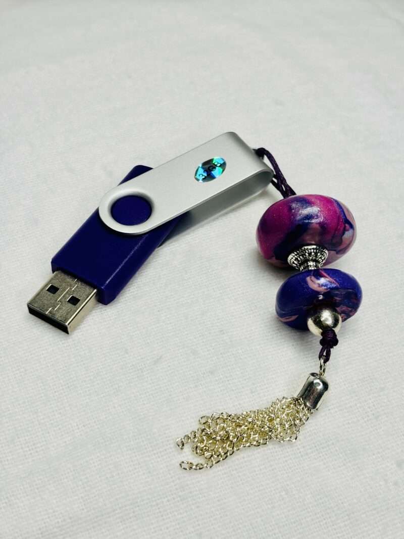 Bijou Clé usb - Pompon Argent