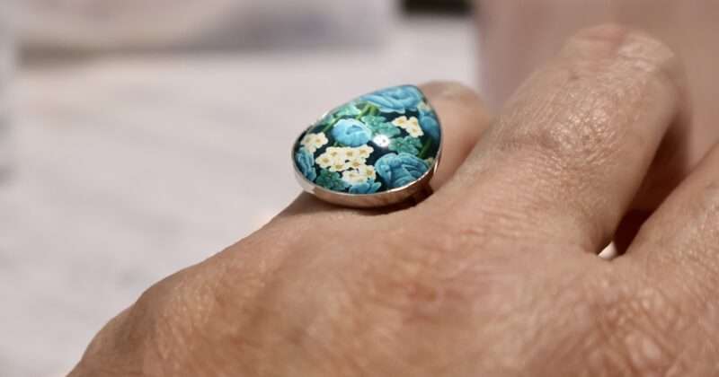 Bague Goutte - Rose bleue – Image 3