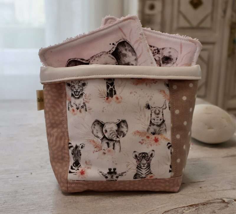 Panière + 8 Lingettes - Zanimo Vieux Rose