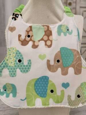 Bavoir Bébé - Elephants Verts