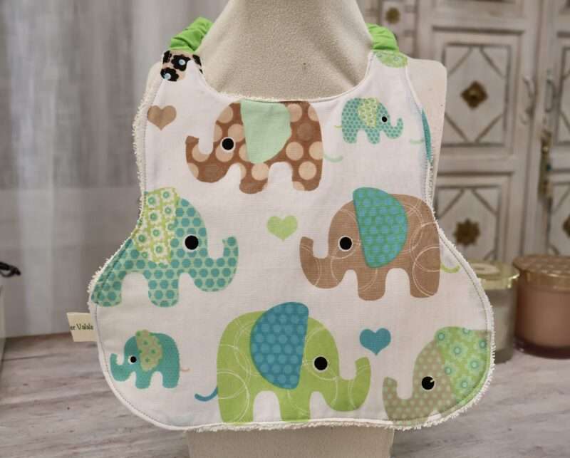 Bavoir Bébé - Elephants Verts